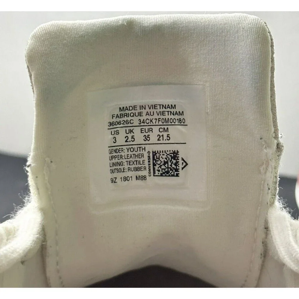 Converse One Star Kids 3 White Leather Shoe Classic Sneaker